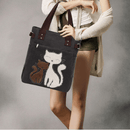 Kat Geborduurde Canvas Tas