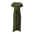 Korte Mouw Ronde Hals Maxi Jurk