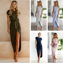 Korte Mouw Ronde Hals Maxi Jurk