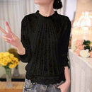 Langærmede Chiffon Blonde Hæklede Toppe