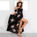 Blomstret Off-Shoulder Slå Om Maxi Kjole