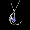 Crescent moon glow necklace