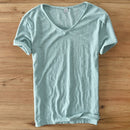 Men's V-Neck Linen Cotton Shirt 