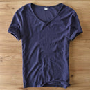 Men's V-Neck Linen Cotton Shirt 