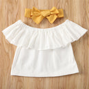 Off Shoulder Crop Top &amp; Ruffle Skirt Set