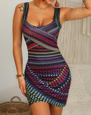 Vrouwen Multi Color Feestjurk
