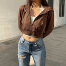 Extra Slanke Gekroesde Zip-Up Hoodie