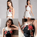 Set met geborduurde crop top en short met bloemen