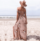 Blomstret Off-Shoulder Slå Om Maxi Kjole