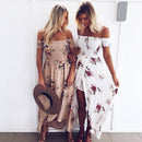 Blomstret Off-Shoulder Slå Om Maxi Kjole