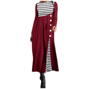 Vrouwen Streep Lange Mouwen Patchwork Jurk