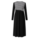 Vrouwen Streep Lange Mouwen Patchwork Jurk