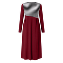 Vrouwen Streep Lange Mouwen Patchwork Jurk